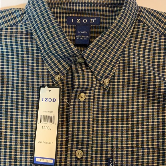 NWT Izod Long Sleeve Cotton Button Down Shirt L - Picture 2 of 3